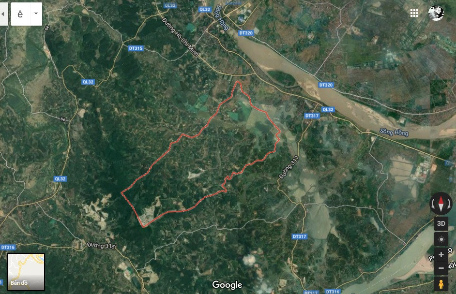 Xã Dị Nậu, Tam Nông, Phú Thọ nơi xảy ra sự việc đau lòng, bố ép con gái 15 tuổi mù lòa quan hệ tình dục đến có con. (Ảnh Google maps)