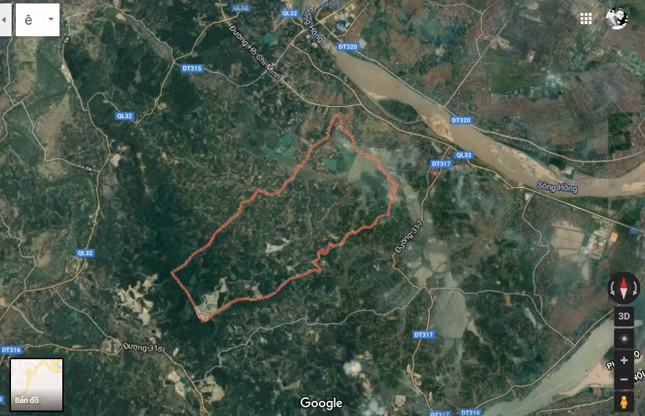 Xã Dị Nậu, Tam Nông, Phú Thọ nơi xảy ra sự việc đau lòng, bố ép con gái 15 tuổi mù lòa quan hệ tình dục đến có con. (Ảnh Google maps)