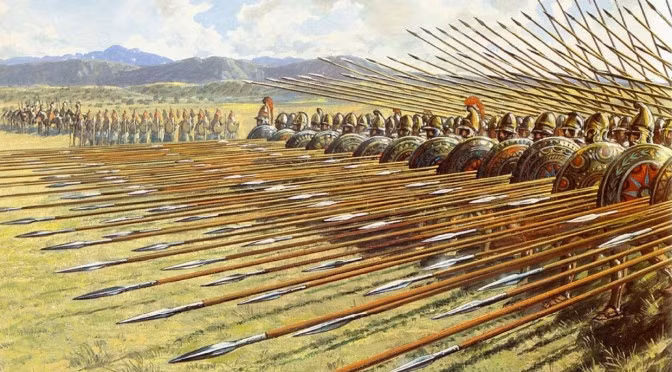 Trong tiếng Hy Lạp, thuật ngữ "Phalanx" được sử dụng để chỉ một chiến thuật đội hình số đông hình chử nhận với giáo dài chĩa ra lởm chởm. Các sử gia cho rằng nguồn gốc của chiến thuật này dựa trên cách một con nhím phòng thủ trước các loại thú săn mồi. Nguồn ảnh: Age.