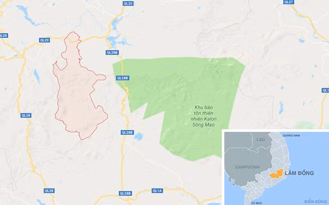 Xã Tam Bố nơi Vũ giấu xác nạn nhân. Ảnh: Google Maps.