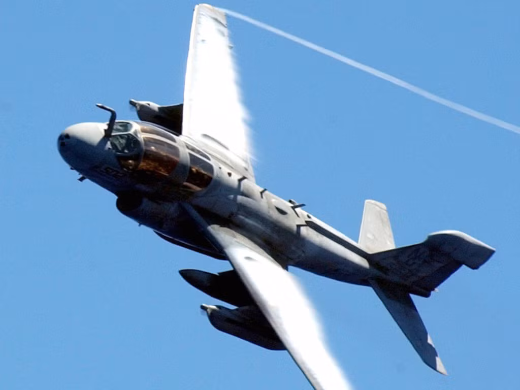 EA-6B Prowler. Đây là máy bay tác chiến điện tử chủ lực của Hải quân Mỹ những năm Chiến tranh Lạnh cho đến năm 2015. EA-6B được thay thế bởi EA-18G Growler nhưng số lượng máy bay mới chưa thể lấp đầy khoảng trống mà EA-6B để lại. Ảnh: Hải quân Mỹ.