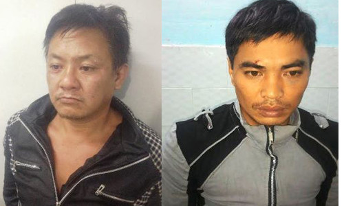 Hai nghi can Hùng và Đạt tại cơ quan CSĐT công an quận Thủ Đức.