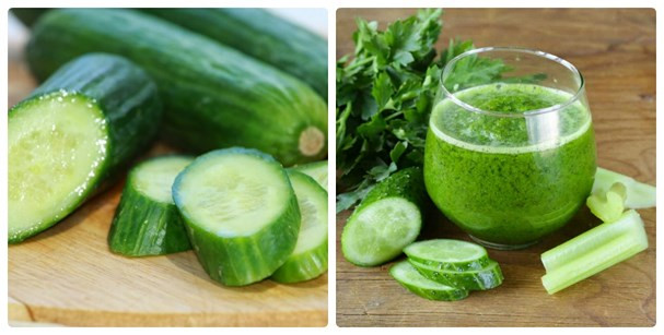 7. NƯỚC ÉP DƯA CHUỘT Dưa chuột chứa hàm lượng nước lên tới 90%.Ngày hè nắng nóng kèm theo hoạt động sẽ khiến cơ thể toát mồ hôi và dẫn đến tình trạng mất nước. Lúc này, một ly nước ép dưa chuột sẽ vừa giúp bù nước vừa cung cấp dưỡng chất cho cơ thể hiệu quả đấy!