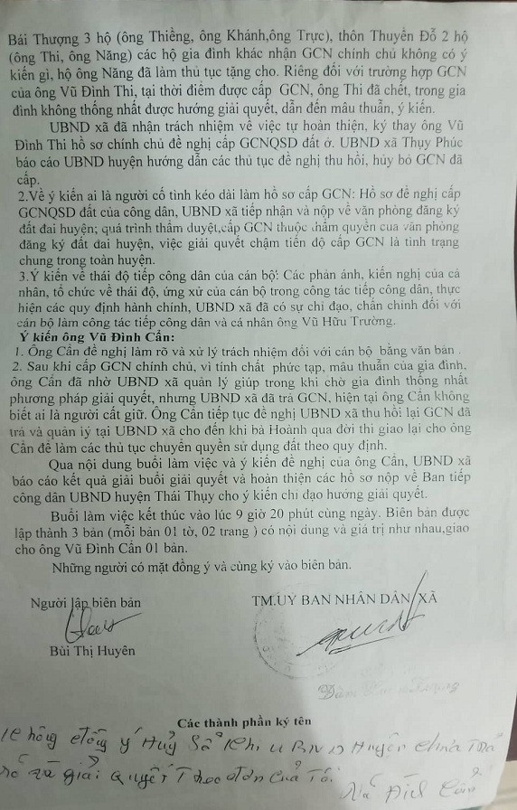 UBND xa Thuy Phuc ky khong ho so, tu y cap 