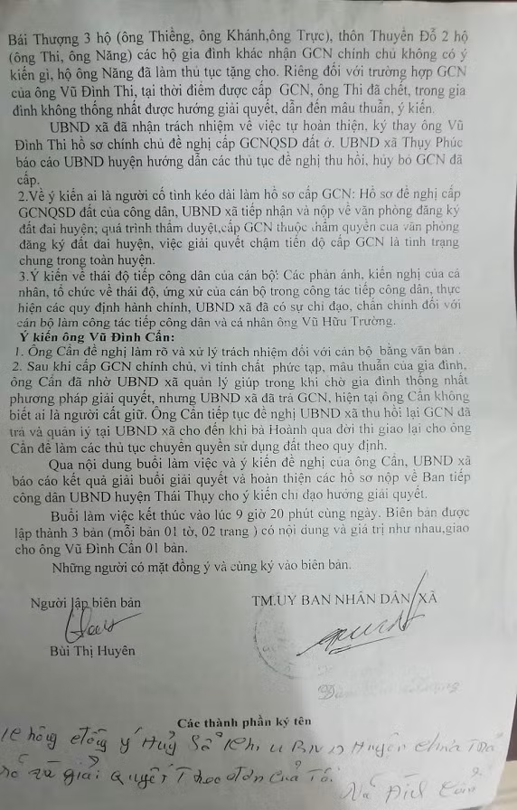 UBND xa Thuy Phuc ky khong ho so, tu y cap 