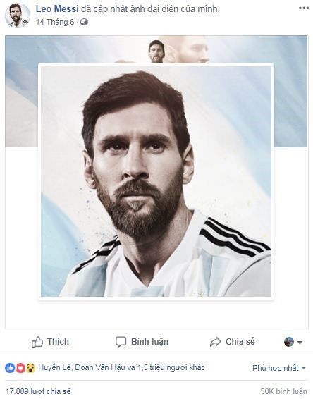 Leo Messi đổi ảnh đại diện đã thu hút được lượng tương tác khủng trong mùa World Cup.