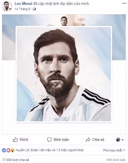 Leo Messi đổi ảnh đại diện đã thu hút được lượng tương tác khủng trong mùa World Cup.