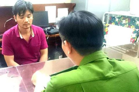 Đối tượng Vũ Duy Kiên tại cơ quan công an