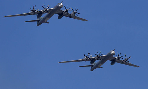Hai máy bay ném bom chiến lược tầm xa Tu-95MS của Nga. Ảnh: Sputnik.