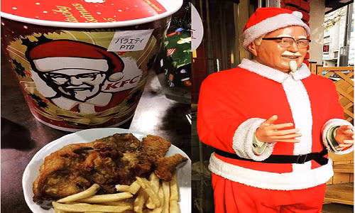 Trong ngày lễ Giáng sinh ở Nhật Bản, mọi người thường ăn gà rán KFC thay vì những món ăn truyền thống như gà tây nướng tại nhà nhiều quốc gia khác trên thế giới. Điều này đã trở thành truyền thống khắp cả nước. Ảnh: BrightSide.