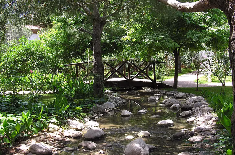 Một con suối nhân tạo trong biệt thự của gia đình tỷ phú Bill Gates. Ảnh: BI.