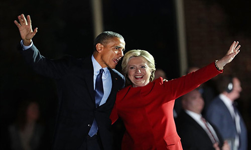 Cựu Tổng thống Barack Obama và cựu Ngoại trưởng Hillary Clinton. Ảnh: Getty Images