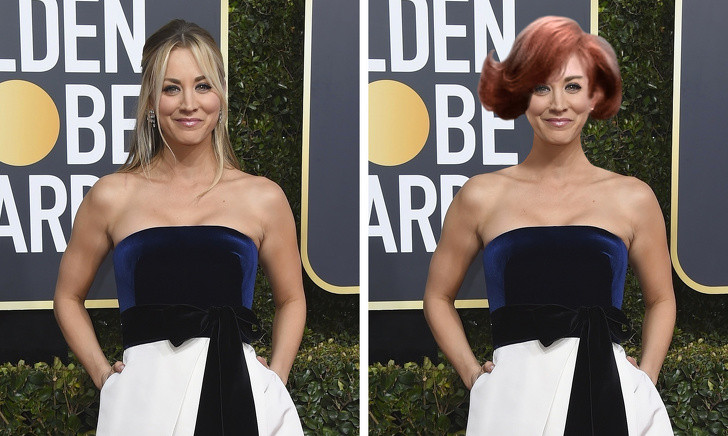 Kaley Cuoco trở nên cá tính với mái tóc nhuộm màu nổi bật.