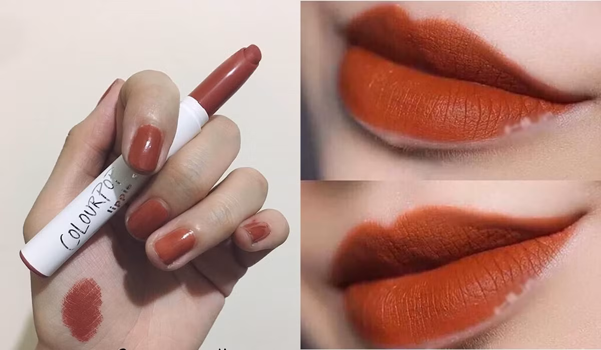 Màu cam cháy là sự trộn lẫn giữa màu cam và nâu pha thêm chút đỏ tạo ra một tone màu son trầm ấm rất dễ sử dụng.