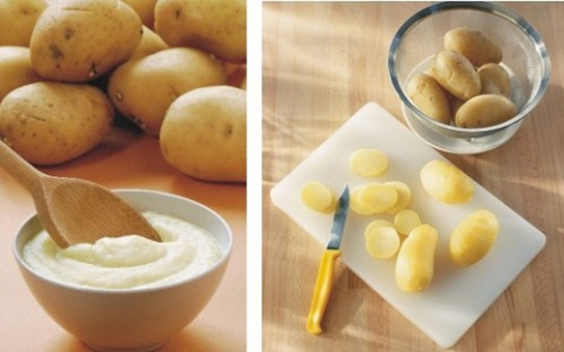 Loại bỏ gàu: Bôi nước ép khoai tây tươi lên da đầu và tóc và gội sạch bằng nước lạnh sau 20 phút. Việc này sẽ giúp làm sạch tóc, chống gàu đồng thời khiến tóc bạn đen và khỏe.