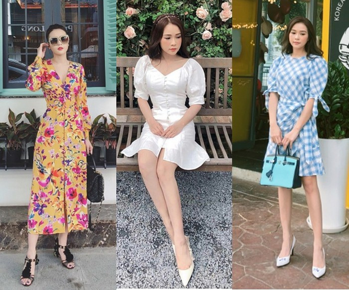 Những kiểu đầm liền mang hơi hướng cổ điển được cô ưu ái hơn cả. Ảnh: FBNV.