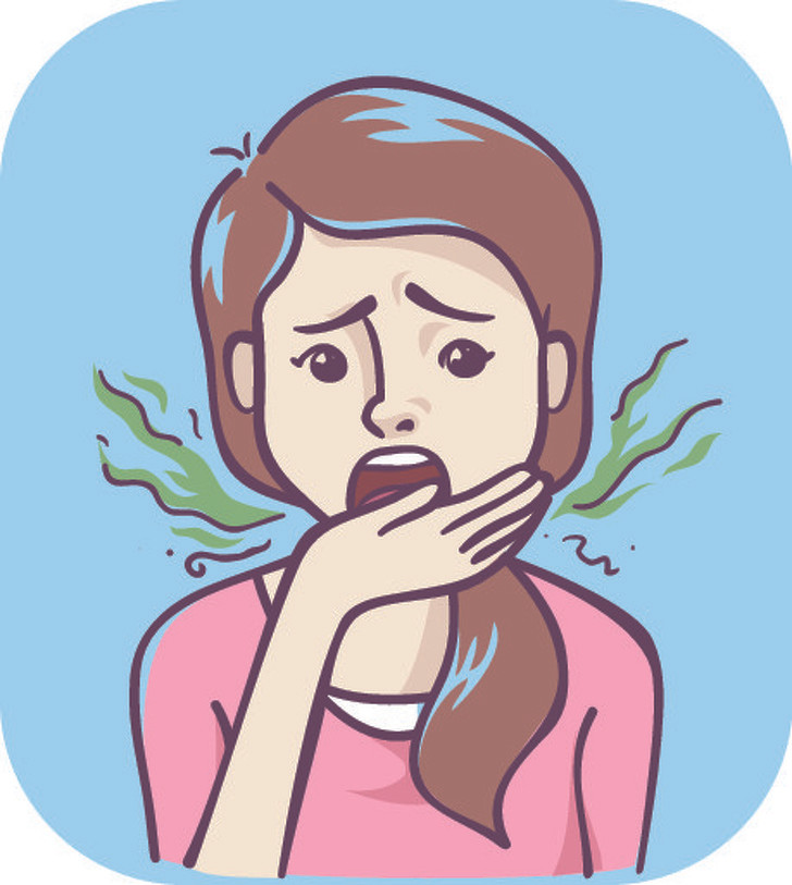 Hơi thở có mùi: Hôi miệng thường là triệu chứng của các vấn đề tiêu hóa. Nó xảy ra khi hệ thống tiêu hóa của bạn phải vật lộn để tiêu hóa tất cả những gì bạn ăn. Những vấn đề tiêu hóa cũng có thể xảy ra khi gan của bạn chiến đấu để làm sạch tất cả các độc tố tích lũy trong cơ thể. 