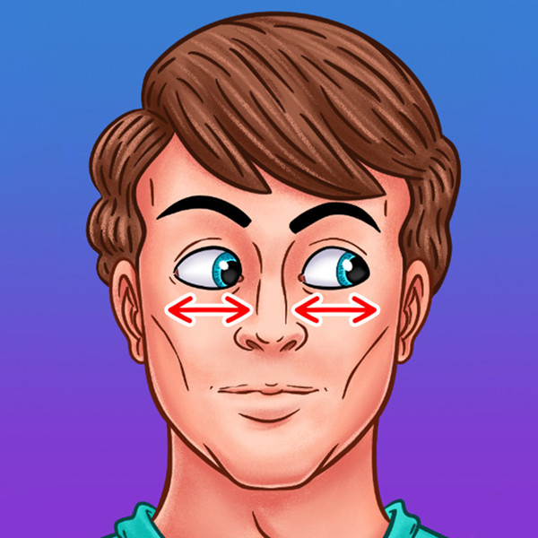 Đưa mắt sang hai bên trái phải liên tục, mỗi bên 6 lần. Bài tập này sẽ giúp giảm bớt sự mệt mỏi cho đôi mắt sau một thời gian làm việc căng thẳng.