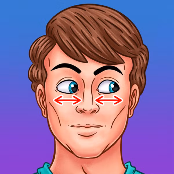 Đưa mắt sang hai bên trái phải liên tục, mỗi bên 6 lần. Bài tập này sẽ giúp giảm bớt sự mệt mỏi cho đôi mắt sau một thời gian làm việc căng thẳng.