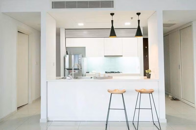 Một quầy bar nhỏ giúp cô thư giãn hoặc tổ chức các bữa tiệc nho nhỏ.