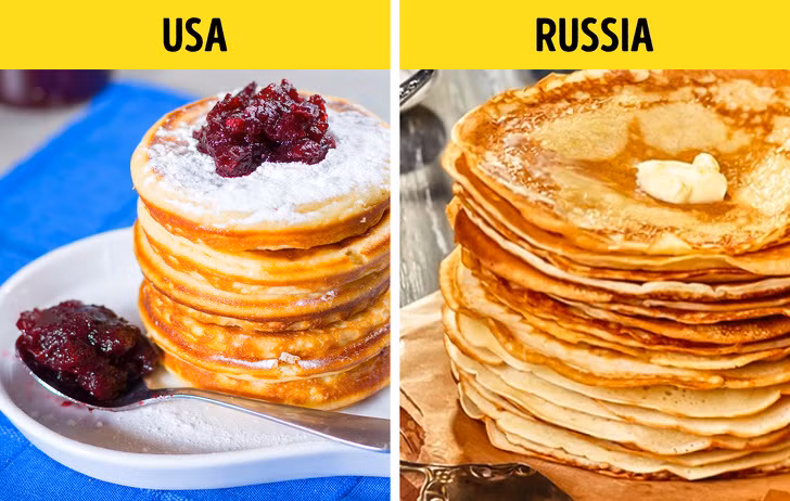 Bánh kếp ở Mỹ và các nước khác trên thế giới không giống nhau.