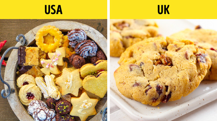 Bánh quy ở Mỹ có nhiều hình dáng khác nhau. Còn bánh quy ở Anh thường có hình tròn. Ảnh: BS.