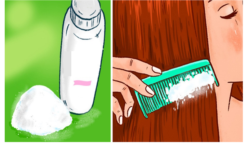 Phấn rôm + lược: Sẽ là dầu gội khô tuyệt vời nhất cho mái tóc.