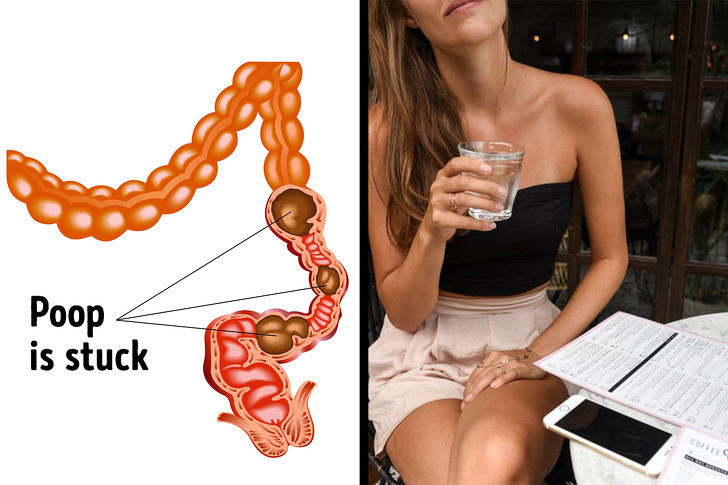 Uống nhiều nước.: Đàn ông nên uống ít nhất 3,7 lít chất lỏng và phụ nữ 2,7 lít mỗi ngày. Phân cứng, khô là nguyên nhân phổ biến nhất gây táo bón và uống đủ nước sẽ giữ cho cơ thể ngậm nước đúng cách và giúp phân dễ dàng đi qua. Uống nhiều nước và trái cây là cách tốt nhất để trị táo bón. Nước ép lê và táo là thuốc nhuận tràng tự nhiên.