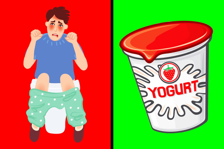 Ăn sữa chua nhưng tránh xa các sản phẩm sữa khác: Mặc dù có nhiều lời khuyên bạn nên tránh xa các sản phẩm sữa nếu đang bị táo bón nhưng sữa chua là ngoại lệ. Sữa chua có chứa các chế phẩm sinh học như Bifidobacterium longum hoặc Bifidobacterium Animalis giúp bạn đi đại tiện dễ dàng hơn và ít đau hơn. Ảnh: BS.