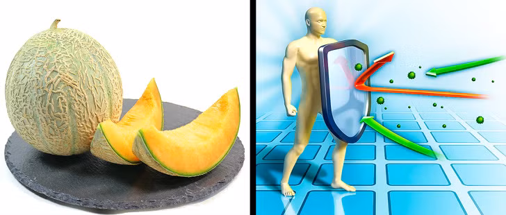 Dưa lưới chứa rất nhiều vitamin C, có thể giúp làn da của chúng ta khỏe mạnh và xinh đẹp.