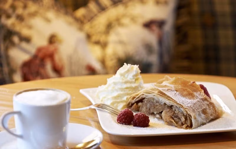 Bánh táo tẩm đường: Món ăn đường phố nổi tiếng ở Áo có tên gọi là táo tẩm đường. Để làm ra đặc sản đặc biệt này, người Áo phải chế biến vô cùng công phu từ khâu nhào bột cho tới tẩm ướp gia vị vào táo. Khi ăn bánh táo tẩm đường, du khách sẽ cảm nhận mùi thơm dễ chịu, vị ngọt thanh mát của món ăn.