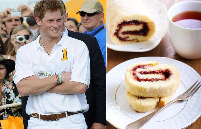 Hoàng tử Harry: Ngay từ khi còn nhở, Harry và anh trai William là người hâm mộ món mứt roly-poly - một món tráng miệng bằng thạch và và bánh pudding mùa hè.