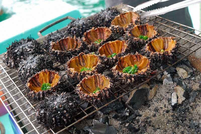 Cầu gai nướng: Nhím biển hay còn gọi là cầu gai, cà ghim, tuy có nhiều ở Vân Đồn nhưng lại là loài hải sản quý hiếm nhờ hàm lượng dinh dưỡng khá cao. Cầu gai có thể dùng để “biến tấu” thành nhiều món, nhưng ngon và đặc trưng nhất cho xứ biển thì chỉ có món cầu gai nướng mỡ hành.