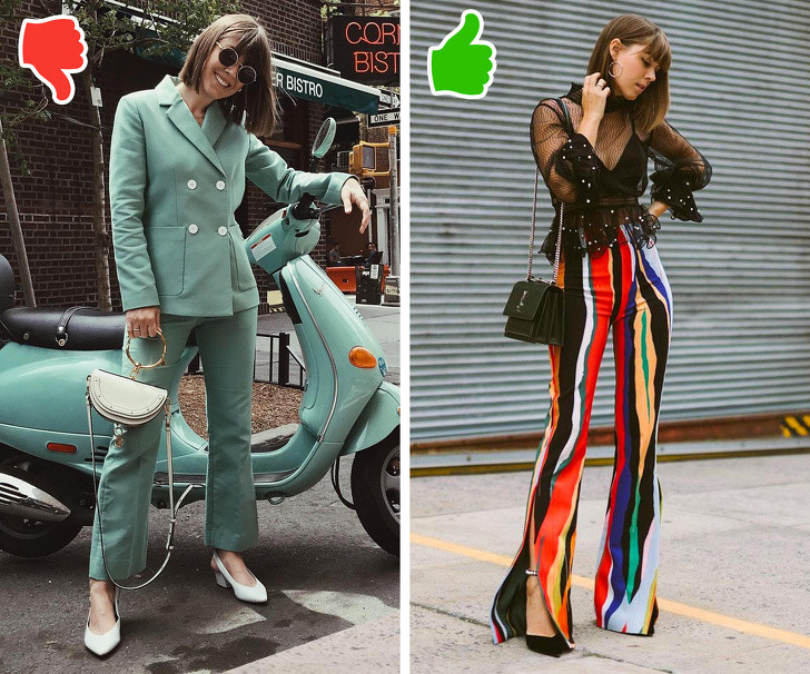 Quần cắt gấu: Kiểu quần áo này được nhiều người ưa chuộng. Cả những người có thân hình mảnh mai hay đầy đặn đều yêu thích chúng. Tuy nhiên, nếu bạn có chiều cao khiêm tốn thì quần cắt gấu sẽ khiến bạn nhìn lùn hơn, thậm chí còn trông mập mạp hơn. Thay vì mặc quần cắt gấu, bạn có thể chọn quần dài với họa tiết kẻ sọc, chúng sẽ khiến chân bạn nhìn dài hơn hẳn.