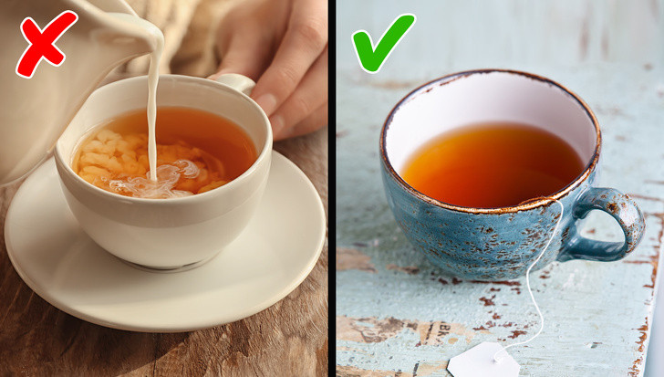 Trà đen là một trong những đồ uống được tiêu thụ nhiều nhất nhưng hãy chắc chắn không pha nó với sữa. Các sản phẩm sữa không ảnh hưởng đến các chất chống oxy hóa trong trà, nhưng chúng ngăn chặn lợi ích tim mạch của trà vì protein sữa làm cho chất dinh dưỡng của trà khó hấp thụ hơn.