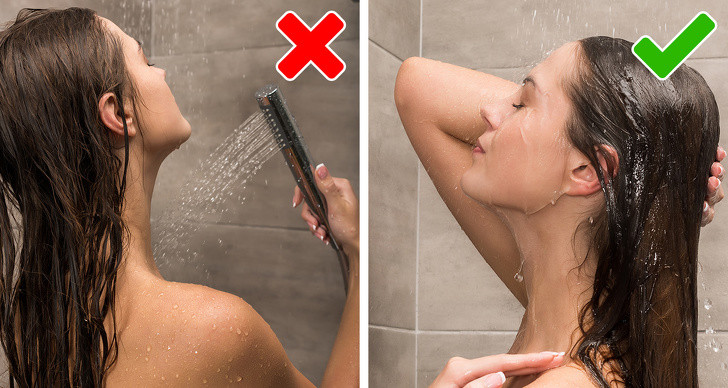 Không xối nước nóng lên vùng ngực khi tắm: Nước nóng làm trôi đi lớp dầu tự nhiên trên da, khiến da khô, dễ lão hóa và hình thành nếp nhăn. Bạn không nên xối nước nóng thẳng vào vùng da ngực khi tắm, hãy sử dụng vòi sen đứng để nước xối qua tóc, vai trước.