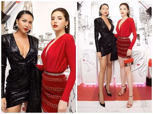 Trang phục đi sự kiện của cả hai đều gợi cảm và có nét tương đồng.