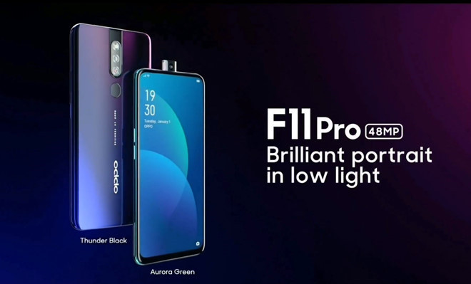 Oppo đã đăng tải video ngắn về mẫu F11 Pro sắp ra mắt. Máy sẽ được trang bị camera kép, trong đó có một camera sở hữu độ phân giải 48 MP. Thiết kế của model này khá giống với mẫu Vivo Nex S với viền màn hình mỏng thay vì khuyết đỉnh hình giọt nước như phiên bản tiền nhiệm. Để làm được điều này, Oppo đã đưa camera selfie đặt ẩn trong đỉnh máy. Khi khởi động tính năng selfie, camera này sẽ tự động trồi lên. Ảnh: Oppo. 