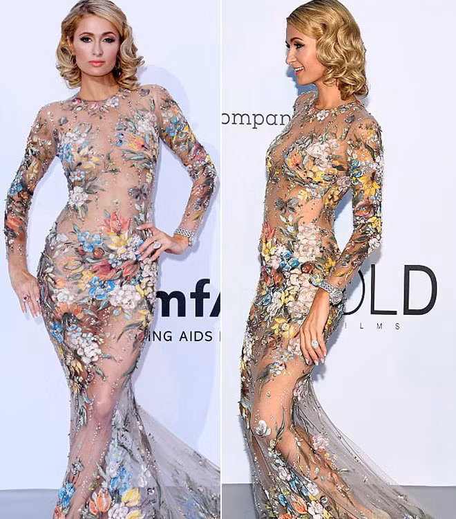 Paris Hilton diện váy xuyên thấu khoe vóc dáng gợi cảm. 