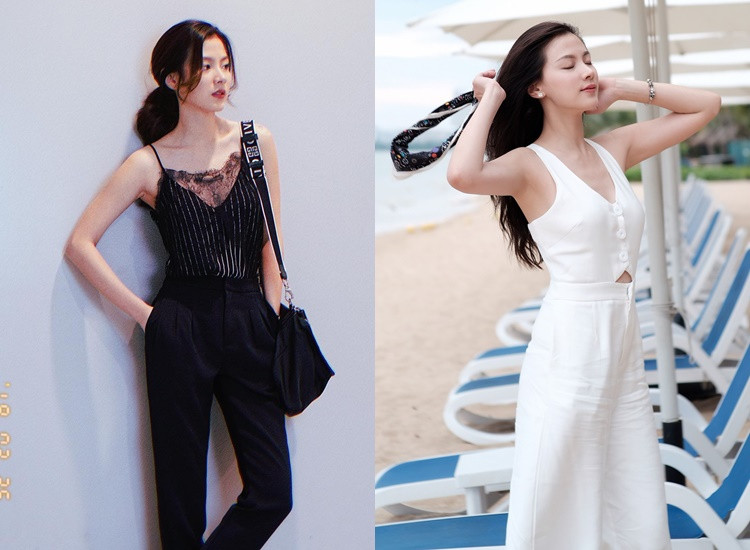 Những chiếc áo hai dây hay jumpsuit sang chảnh thường xuyên xuất hiện trong tủ đồ của nữ diễn viên "Chiếc lá cuốn bay".