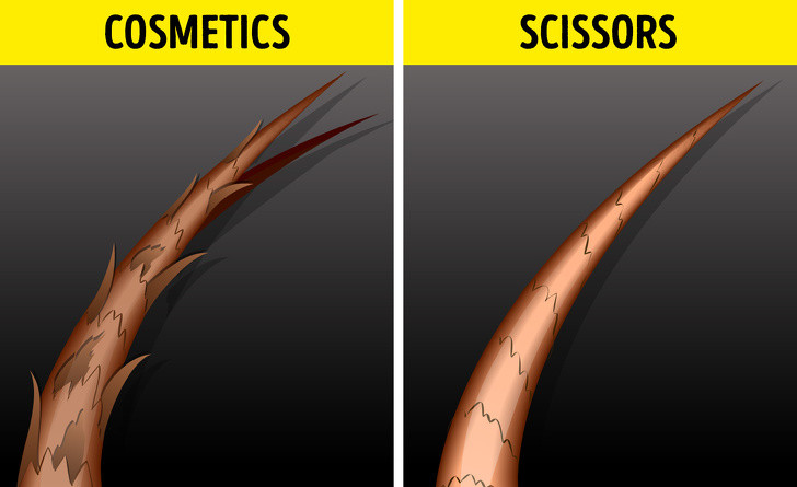 Sản phẩm cho tóc chẻ: Đây là một sản phẩm cực kỳ lãng phí tiền bạc. Hầu hết các sản phẩm gắn mác "phục hồi tóc chẻ ngọn" chỉ tạm thời làm thẳng phần ngọn và tạo ảo giác mái tóc khỏe mạnh bên ngoài. Trên thực tế, chỉ có cắt bỏ mới giúp mái tóc chẻ ngọn suôn mượt trở lại.