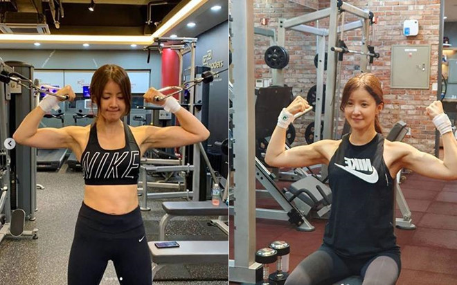 Mới đây, nữ diễn viên Lee Si Young đăng lên trang cá nhân bức ảnh chụp tại phòng tập gym. Người đẹp phim Vườn sao băng gây ấn tượng với cơ bụng 6 múi săn chắc, không chút mỡ thừa.