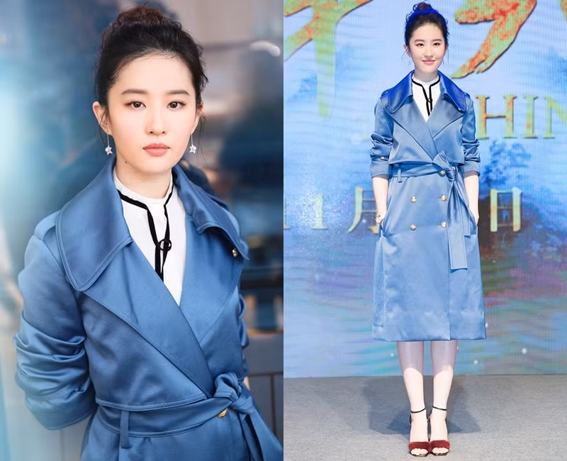 Cô diện áo choàng dài rất thanh lịch và sang chảnh.