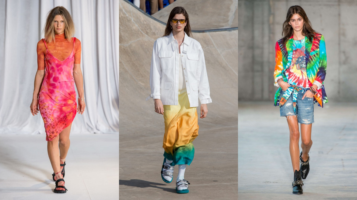 Những trang phục với vệt màu loang xen lẫn vào nhau mang sức hút đặc biệt. Với sự pha trộn màu sắc tự do, sắc nhuộm tie-dye sẽ là xu hướng lan toả mạnh mẽ trong năm 2019. Ảnh: Intrernet.