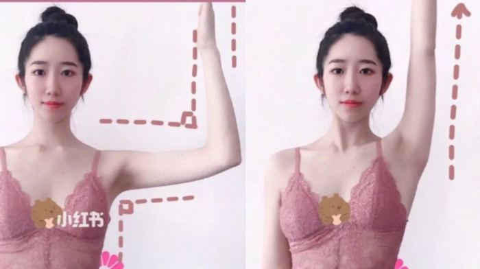 Bài tập 5: Hãy dựa lưng vào bức tường, dang cánh tay song song với mặt đất, sau đó uốn cong cánh tay vuông góc rồi từ từ giơ tay lên cao sau đó đổi bên. Tập bài tập này thường xuyên, bạn sẽ thấy bờ vai của mình thon nhỏ, dáng người của bạn cũng được cải thiện rõ rệt.