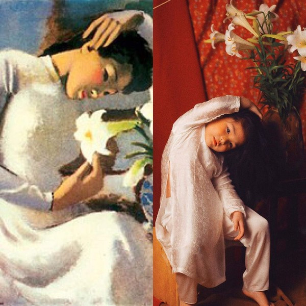 Be 5 tuoi tao dang kieu 'Thieu nu ben hoa hue' sieu cap dang yeu