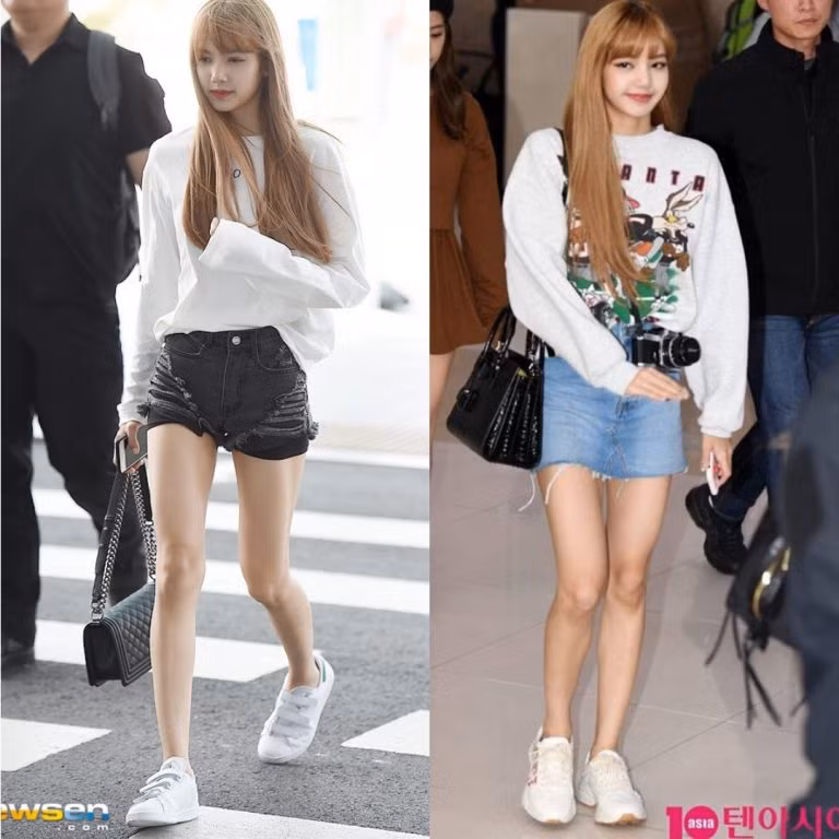 Những chiếc quần shorts, váy denim ngắn kết hợp với áo oversize để khoe đôi chân dài miên man của nữ ca sĩ.