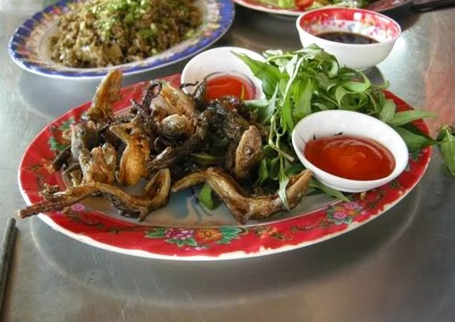 Thằn lằn núi được chế biến thành nhiều món như băm nhỏ xào với tiêu xanh ăn kèm bánh tráng và lá lốt. Đặc biệt, thằn lằn chiên giòn ăn kèm xà lách, rau thơm và mắm me là món ăn rất ngon và dễ ăn, cuốn hút cả những thực khách khó tính. Điểm cộng của món ăn này là nhờ món cuốn, phần “thịt thà” – con thằn lằn núi được giấu bên trong, khuất mắt nên được xem là món dễ ăn.