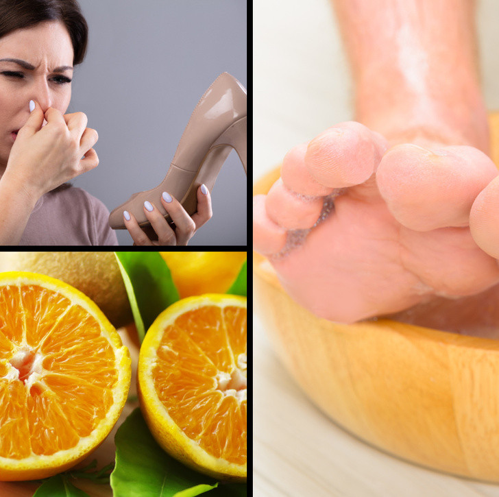 Loại bỏ mùi hôi chân: Thái lát một quả chanh và một quả cam cho vào chậu nước ấm, thêm 4 giọt tinh dầu bạc hà hoặc dầu cây trà vào chậu. Ngâm chân 30 phút mỗi tối để loại bỏ mùi hôi chân.