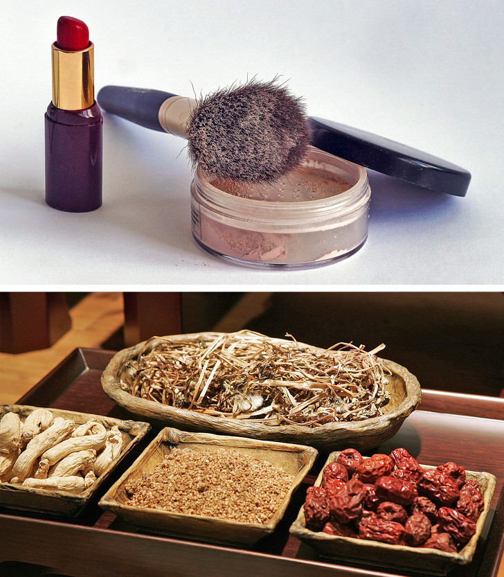 Sử dụng một số sản phẩm trang điểm tự nhiên: Các sản phẩm trang điểm và chăm sóc cơ thể của phụ nữ Trung Quốc luôn chứa các thành phần tự nhiên giúp kéo dài thanh xuân. Các thành phần này là rong biển, nhân sâm, chiết xuất thảo dược, bột ngọc trai và dầu tự nhiên. Thành phần tự nhiên làm cho làn da của chúng ta mịn màng và mượt mà.